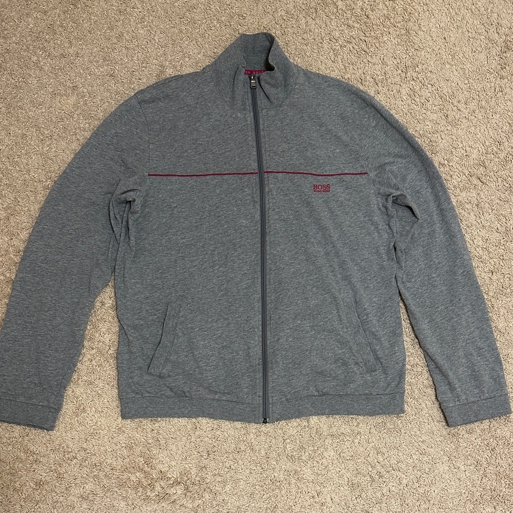 Boss Men's Charcoal Zip-Up Sweater